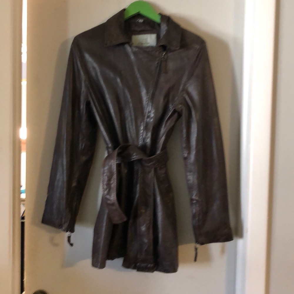 Brown leather coat Bod Christiansen size large